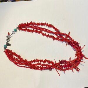Red Coral Express necklace 16.5 inches with 1.5-in extender chain